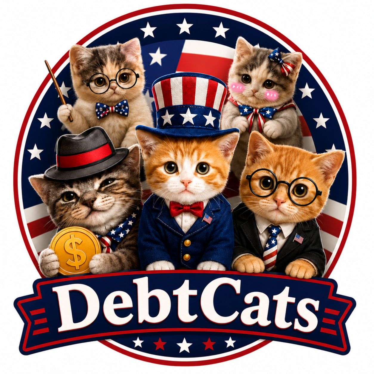 DebtCats patriotic kitten logo
